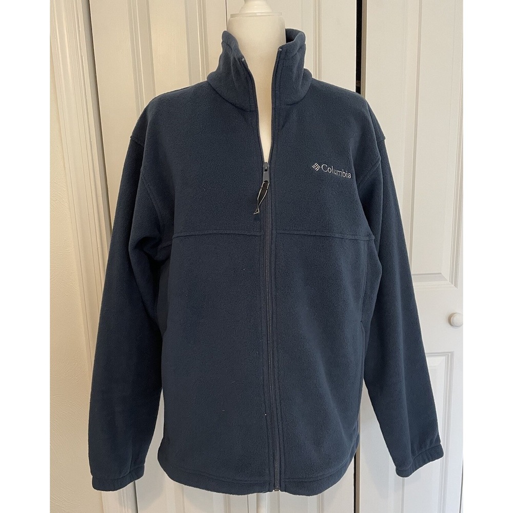 Columbia Jacket Adult L  Blue Full Zip Fleece Zip Pocket Sweater Outdoors Men's